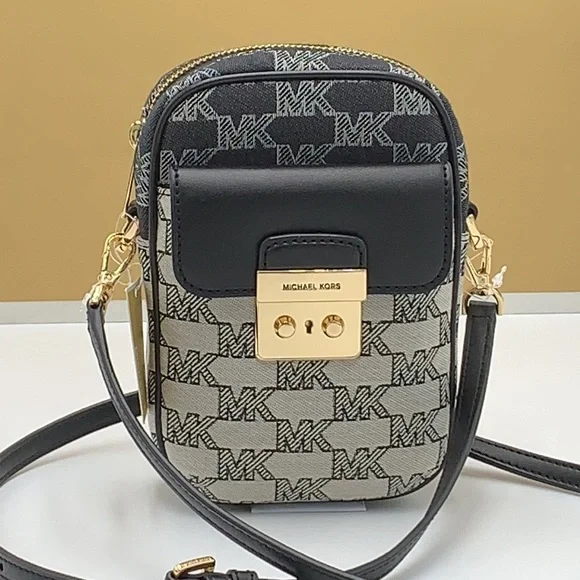 MICHAEL KORS SLOAN EDITOR SMALL NS TOP ZIP FLAP PACKET XBODY BLACK MULTI